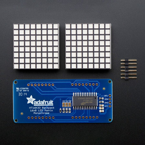 16 x 8 1.2" LED Matrix + Backpack - Ultra Bright Square Blue LEDs [Discontinued] by Adafruit - The Pi Hut
