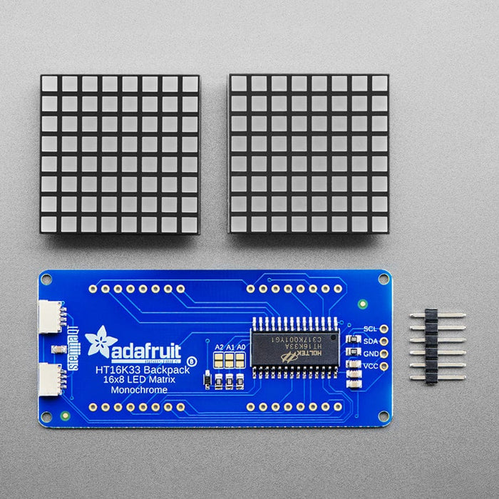 16 x 8 1.2" LED Matrix + Backpack - Ultra Bright Square Green LEDs by Adafruit - The Pi Hut