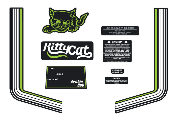 1975-79 Arctic Cat Kitty Cat Decal Green Kit