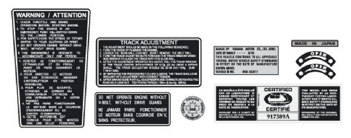 1980 Yamaha SS 440 Warning Decals