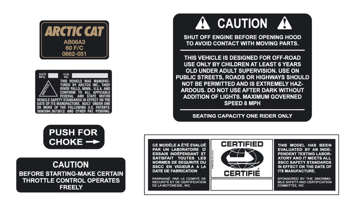 1991 Arctic Cat Kitty Cat Engine Decals