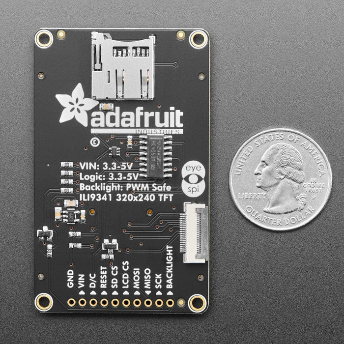 2.2" 18-bit color TFT LCD display with microSD card breakout - EYESPI Connector by Adafruit - The Pi Hut