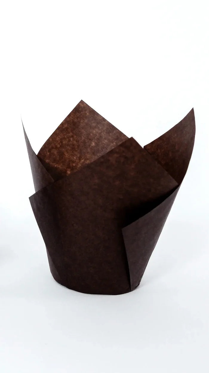 2"x4" Brown Large Tulip Cup, PFAS Free, Greaseproof Paper 1200ct SKU 80021