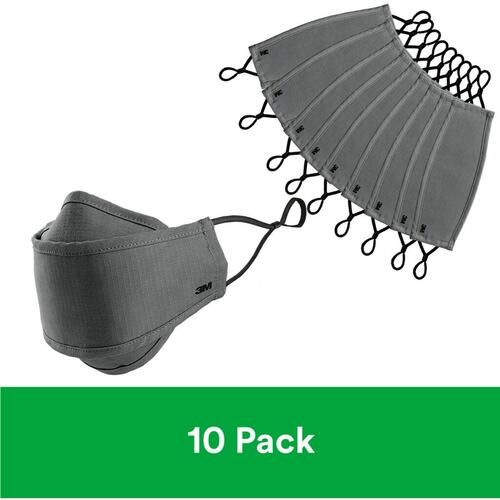 3M RFM1003 Daily Face Masks Washable Cotton, Gray, 3/Pack