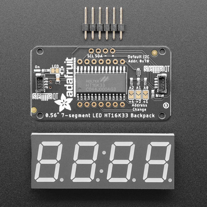 Adafruit 0.56" 4-Digit 7-Segment Display w/I2C Backpack - White by Adafruit - The Pi Hut
