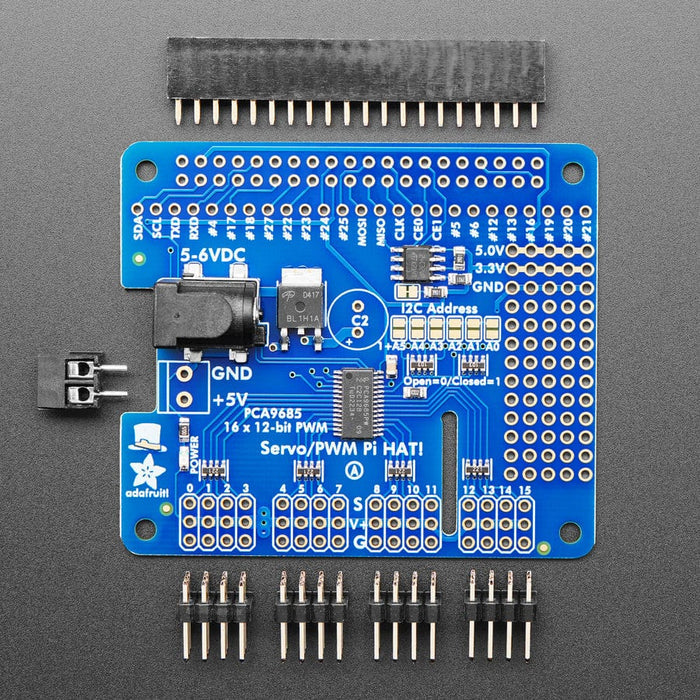 Adafruit 16-Channel PWM / Servo HAT for Raspberry Pi - Mini Kit by Adafruit - The Pi Hut