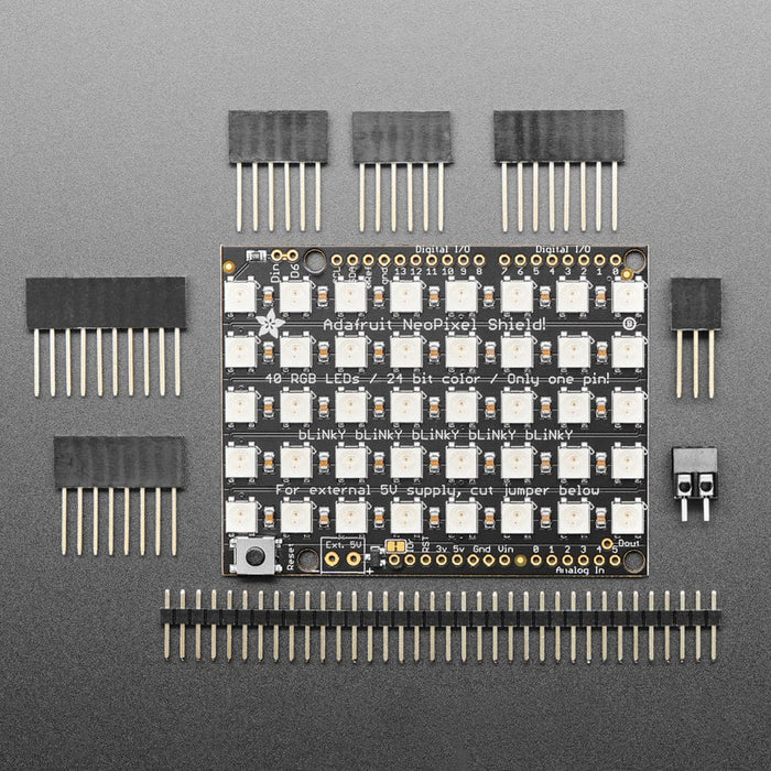 Adafruit NeoPixel Shield for Arduino - 40 RGB LED Pixel Matrix by Adafruit - The Pi Hut