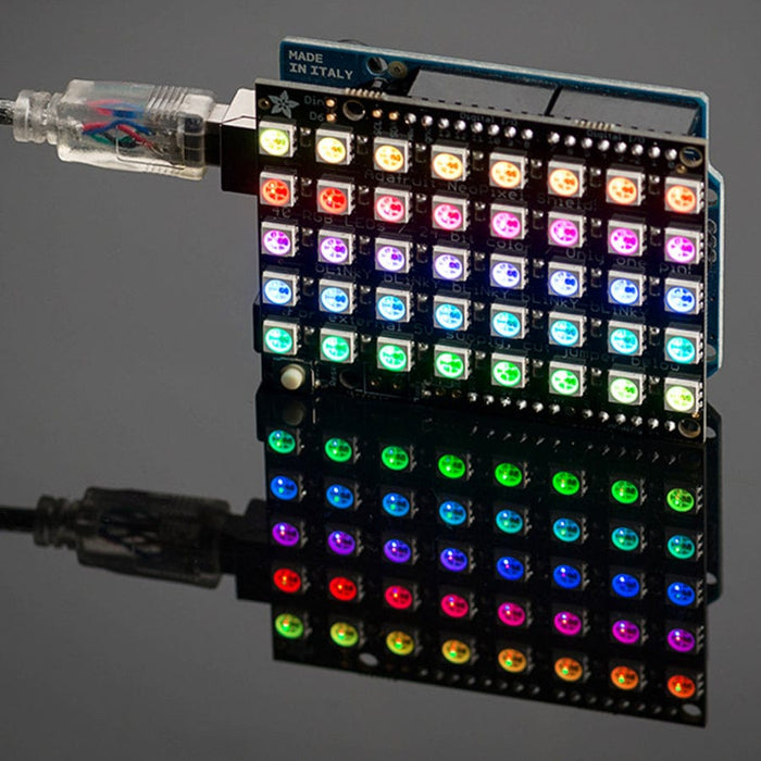 Adafruit NeoPixel Shield for Arduino - 40 RGB LED Pixel Matrix by Adafruit - The Pi Hut
