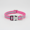 Pink reflective monogram dog collar by Dropshipman, adjustable for small, medium, and large dogs, shown in a clean product shot.