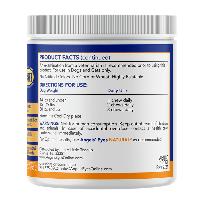 Angels’ Eyes NATURAL PLUS Tear Stain Chew Dogs Chicken 120ct