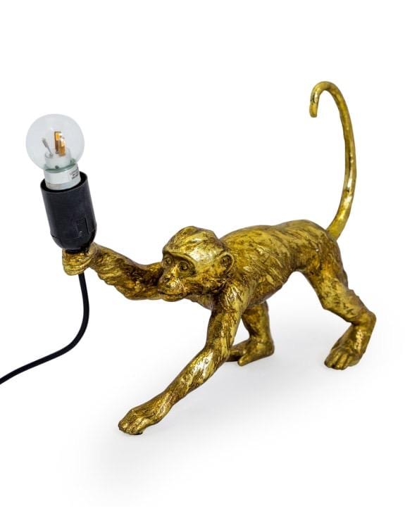 Antique Silver or Gold Crawling Monkey Lamp