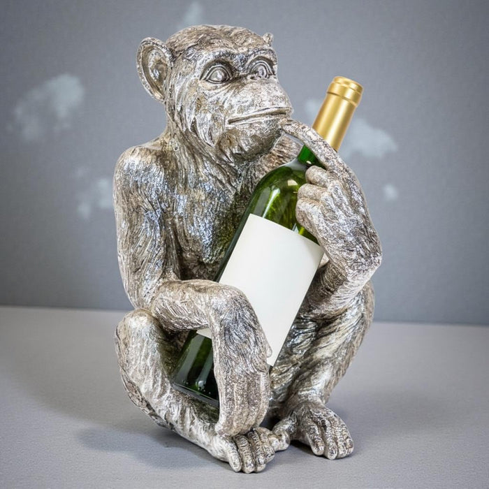 Antique Silver Sitting Monkey Figure/Bottle Holder