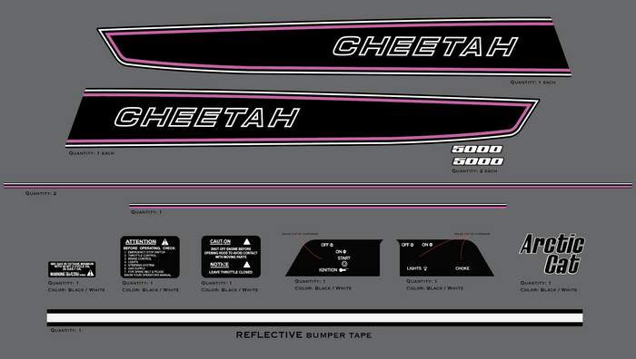 Arctic Cat 1976 Cheetah 5000 Decal Kit