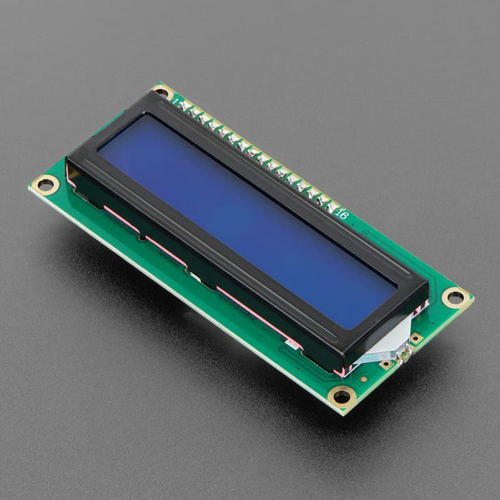 Assembled Standard LCD 16x2 + extras - White on Blue by Adafruit - The Pi Hut