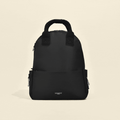 Black Cocopup London rucksack with front pocket and side zips, designed as a compact dog walking bag.