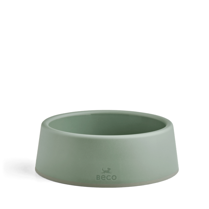 Beco Steady Dog Bowl in green, empty, front view