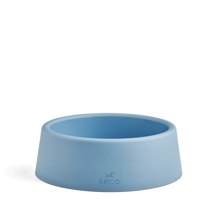 Beco Steady Dog Bowl in blue, empty, front view