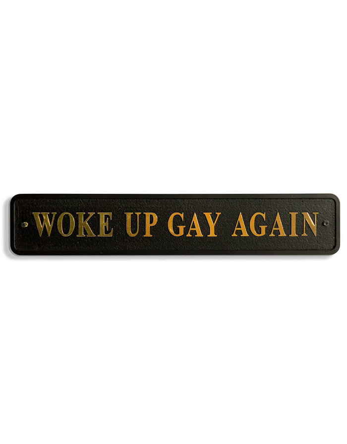 Black & Gold "Woke Up Gay Again" Wall Sign