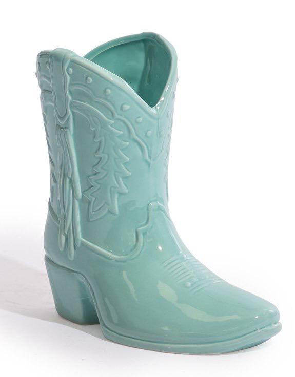 Bright Blue "Swiftie" Cowboy Boot Ceramic Vase