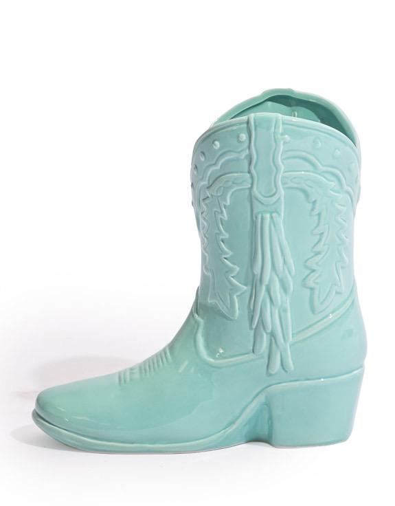 Bright Blue "Swiftie" Cowboy Boot Ceramic Vase