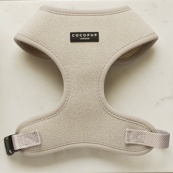 brown tweed dog adjustable harness