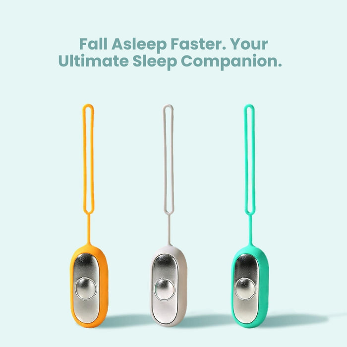 Three CalmCarry devices with colorful straps on a light blue background