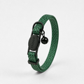 Khaki leopard-print cat collar with black bell, breakaway buckle, and metal tag engraved with Cocopup London.