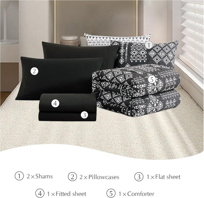Catami Boho 7-Piece Bed in a Bag Comforter Set with Sheets