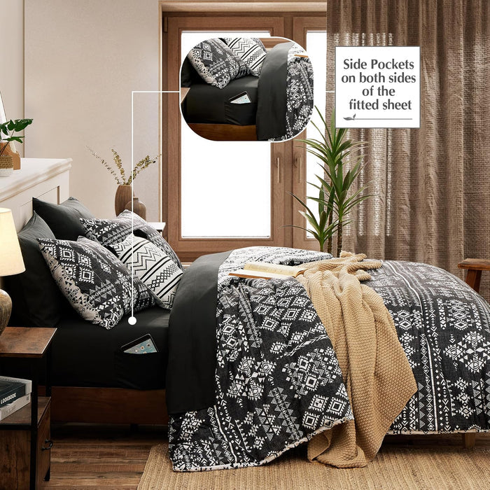 Catami Boho 7-Piece Bed in a Bag Comforter Set with Sheets