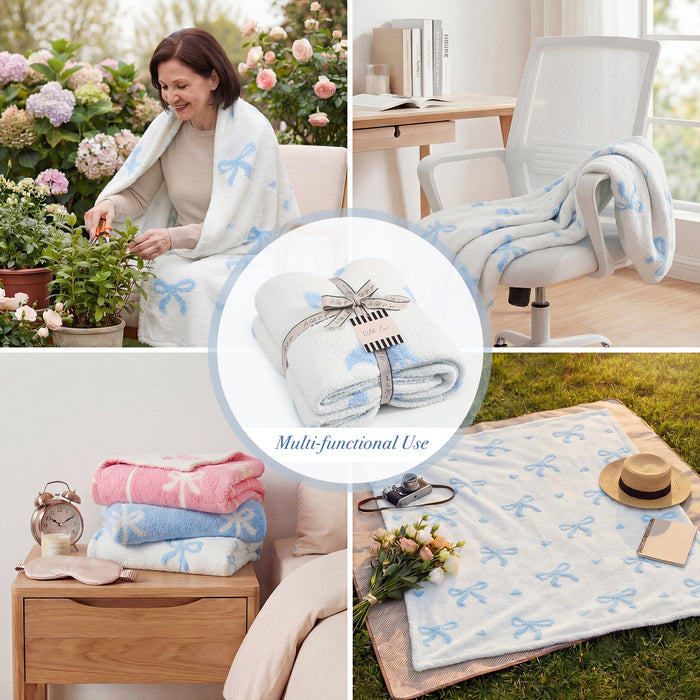 Catami Bow Throw Blanket-Reversible Home Decor Blankets for Couch Sofa Bed Camping 50"x60"