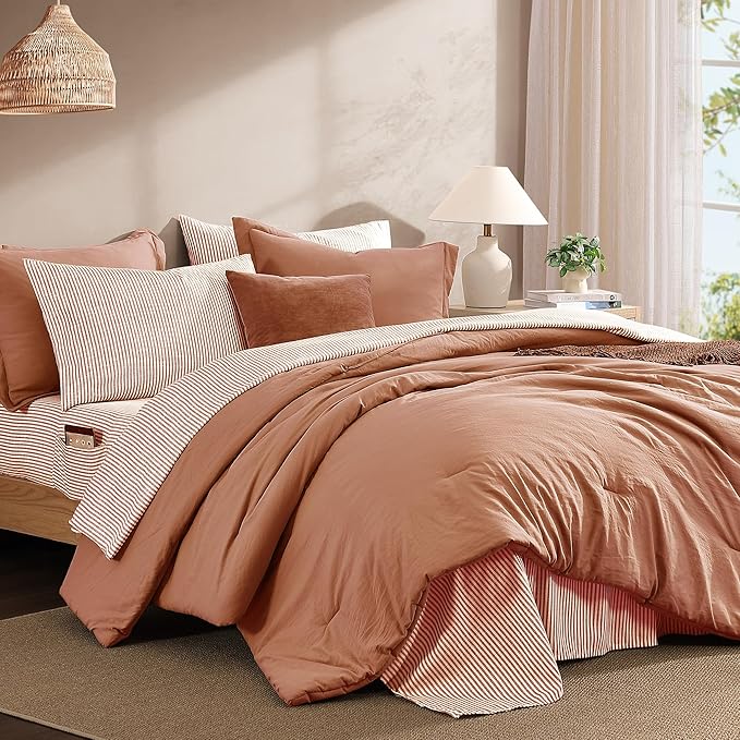 Catami Prewashed Bed in a Bag,Ultra Soft Comforter Bed Set with Sheets