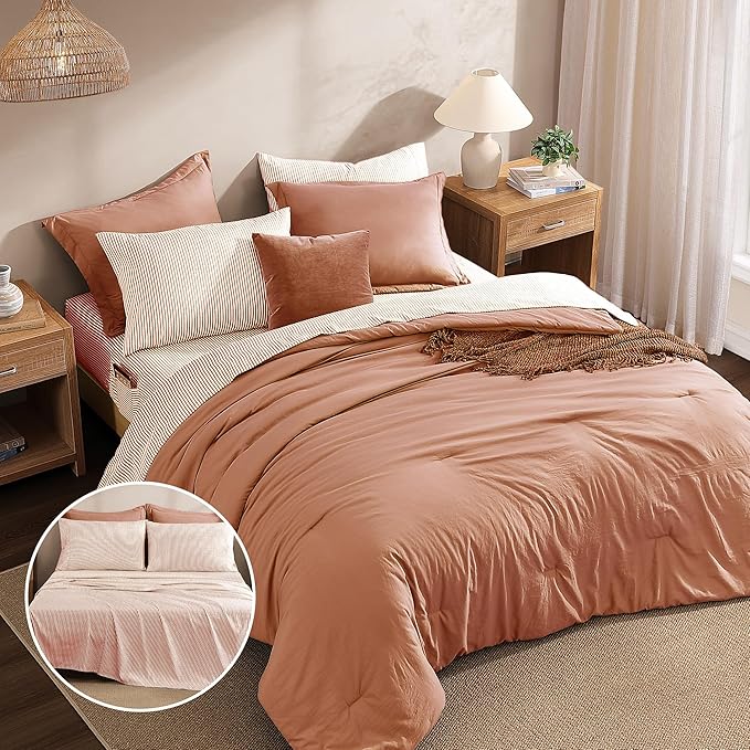 Catami Prewashed Bed in a Bag,Ultra Soft Comforter Bed Set with Sheets
