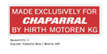 Chaparral / Hirth Engine Decal