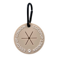 Nude waste bag holder with black carabiner and subtle paw print, from Cocopup London.
