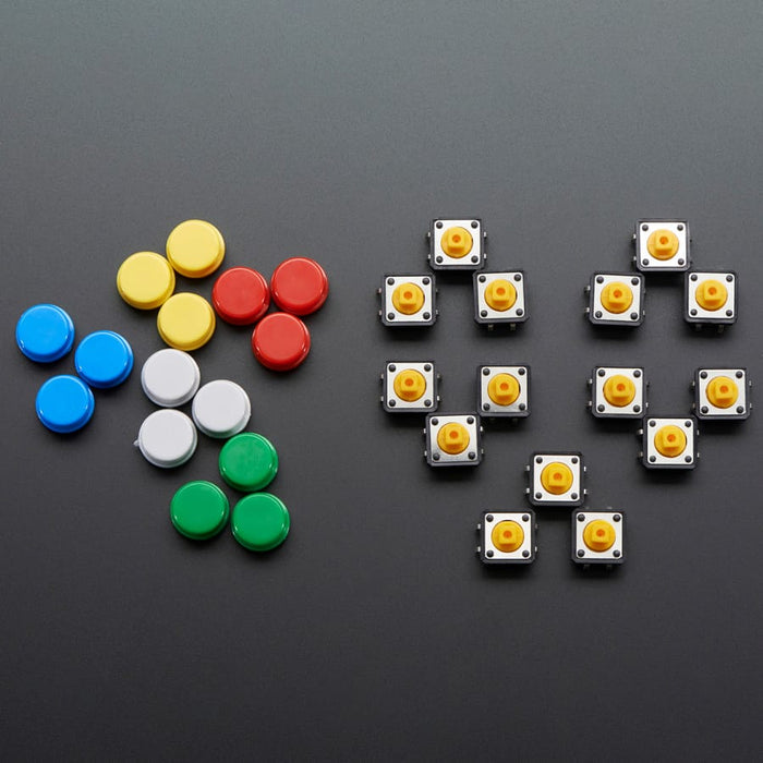 Colourful Round Tactile Button Switch Assortment - 15 pack by Adafruit - The Pi Hut