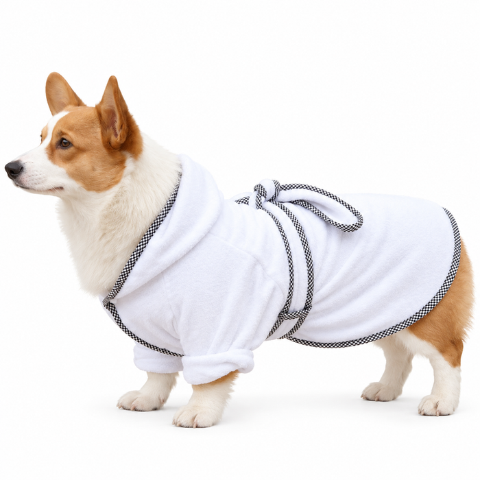 Coral Fleece Pet Bathrobe, Hooded Dog & Cat Drying Robe