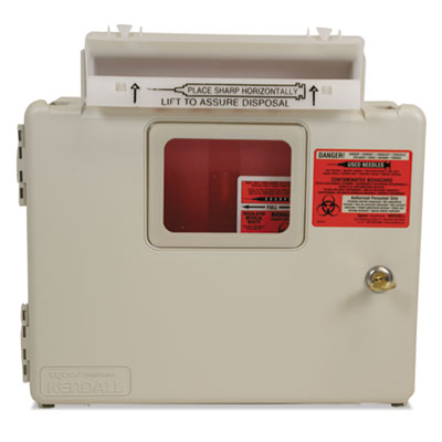Covidien Locking Wall Mount Sharps Cabinet System, 5 qt, Beige (SWMU000609)