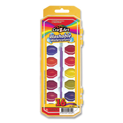 Cra-Z-Art Washable Watercolors, 16 Assorted Colors, Palette Tray (1065236)