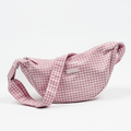 Pink and white gingham check design bag with matching strap.