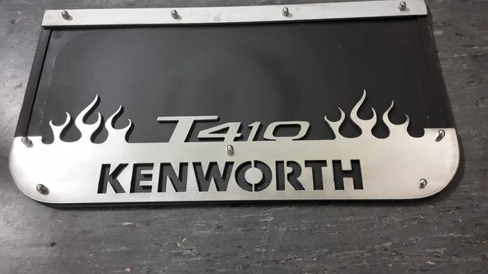 Custom Stainless Steel Mudflap Counterweights T410 Flames