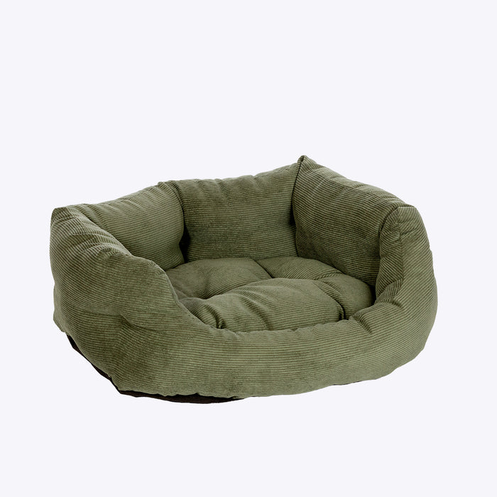 Danish Design Elden Fern cord dog bed showing the deep padded sides