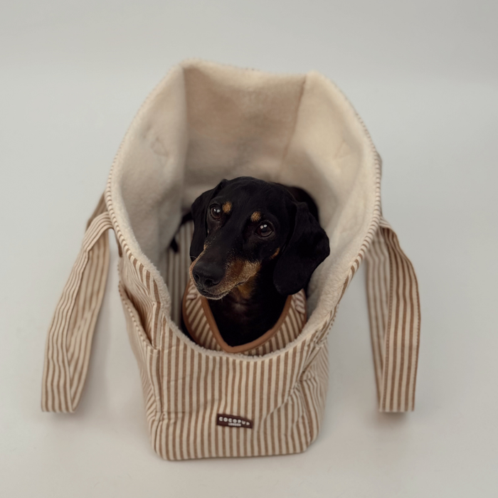 Dog Carrier - London Linen Stripes