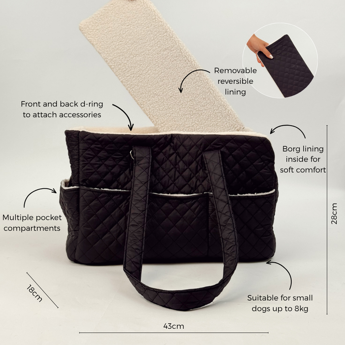 Dog Carrier - Quilted Black