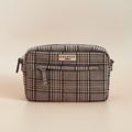 Plaid dog walking bag with treat pouch and poop bag dispenser, by Cocopup London.
