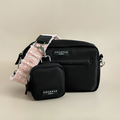 Pink textured tweed dog walking bag set with matching treat pouch and poop bag dispenser from Cocopup London.