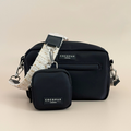 Two Cocopup London dog walking bags in vanilla textured tweed with gold zippers, shown side by side.