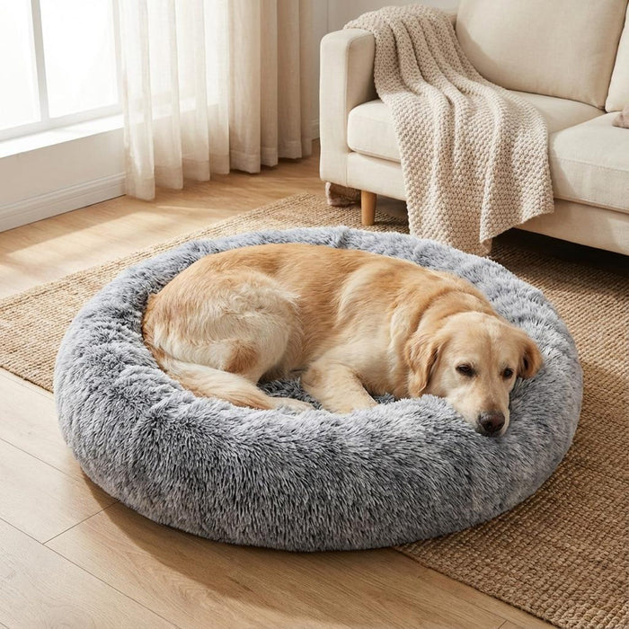 Donut Pet Bed | Round Faux Fur Dog and Cat Bed | 40–90 cm