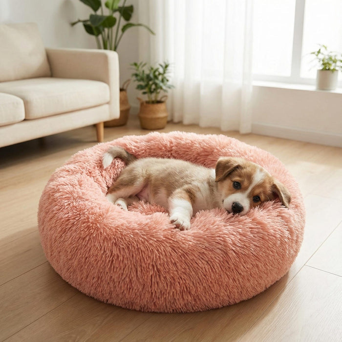 Donut Pet Bed | Round Faux Fur Dog and Cat Bed | 40–90 cm