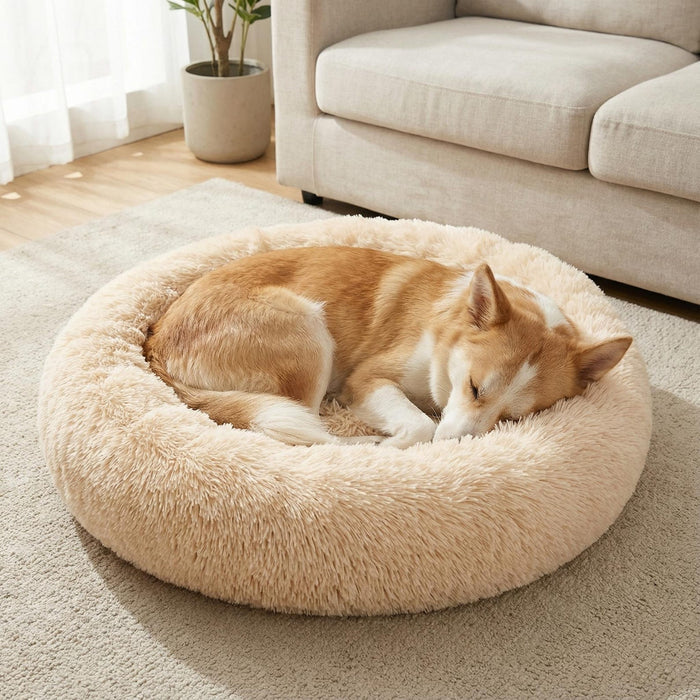 Donut Pet Bed | Round Faux Fur Dog and Cat Bed | 40–90 cm