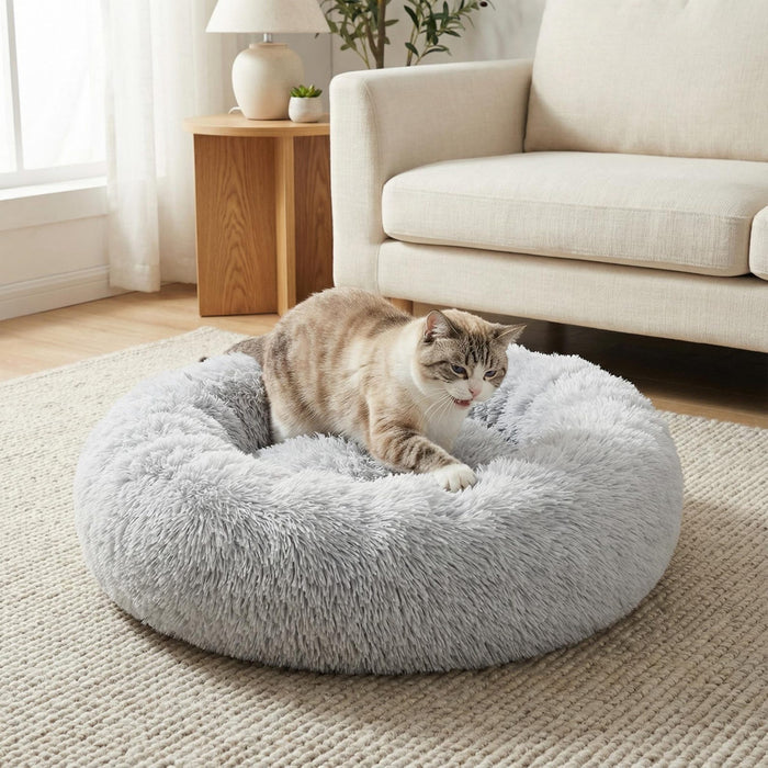 Donut Pet Bed | Round Faux Fur Dog and Cat Bed | 40–90 cm